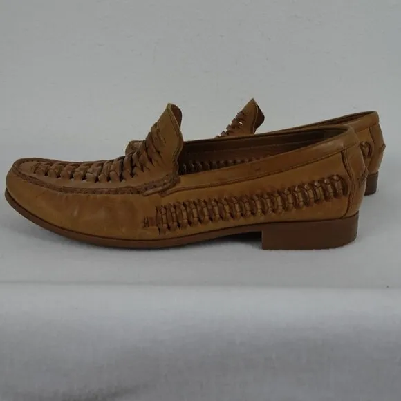 Johnston &amp; Murphy Tan Woven Sheepskin Loafers Size 9.5
