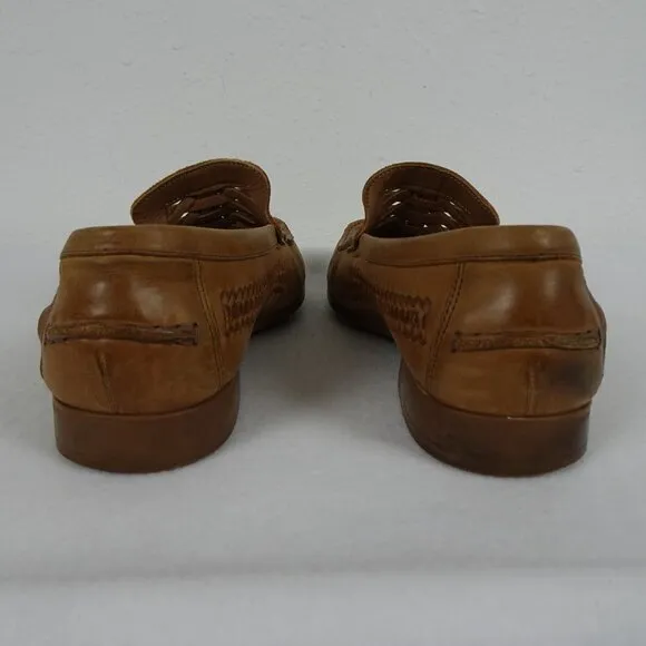 Johnston &amp; Murphy Tan Woven Sheepskin Loafers Size 9.5