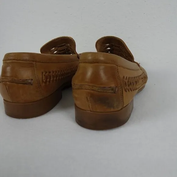 Johnston &amp; Murphy Tan Woven Sheepskin Loafers Size 9.5