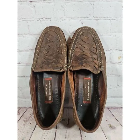 Johnston &amp; Murphy Trevitt Woven Venetian Leather Loafers Men's Size 11.5