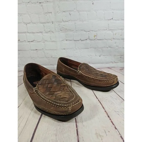 Johnston &amp; Murphy Trevitt Woven Venetian Leather Loafers Men's Size 11.5