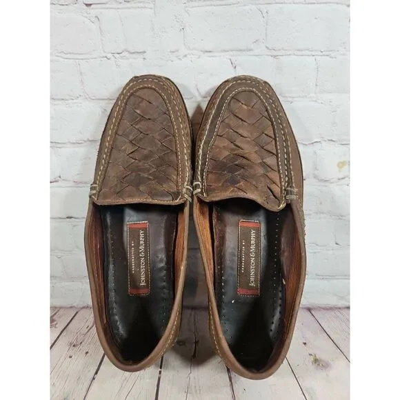 Johnston &amp; Murphy Trevitt Woven Venetian Leather Loafers Men's Size 11.5