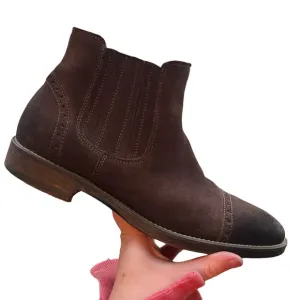 Johnston and Murphy Suede Chelsea Cap Toe Boots 20-3736 Mens Sz 8.5M Dark Brown