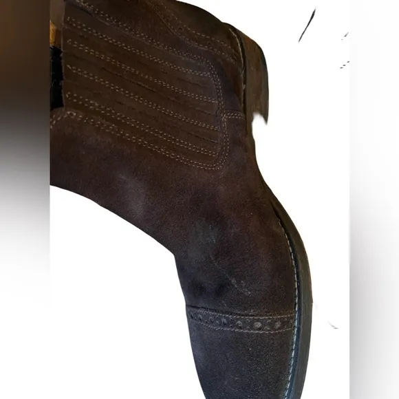 Johnston and Murphy Suede Chelsea Cap Toe Boots 20-3736 Mens Sz 8.5M Dark Brown
