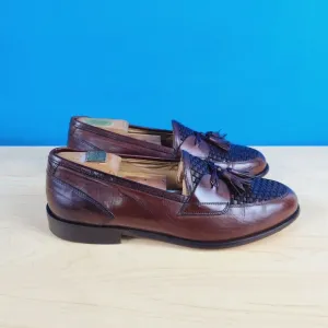 Johnston‎ Murphy Cellini Mens Size 9.5 W Loafers Woven Leather Tassel Apron Toe