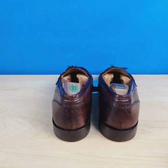 Johnston‎ Murphy Cellini Mens Size 9.5 W Loafers Woven Leather Tassel Apron Toe
