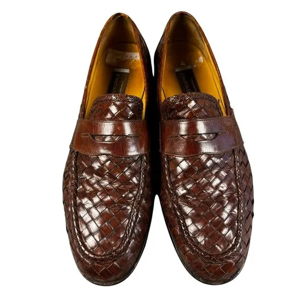 Johnston Murphy Loafers Men's 11.5M Leather Woven Penny Moccasins‎ Dress Shoe