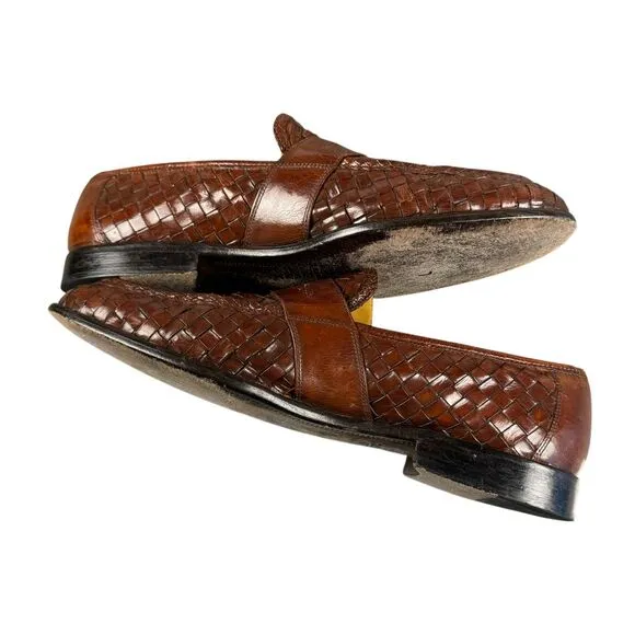 Johnston‎ Murphy Loafers Men's 11.5M Leather Woven Penny Moccasins Dress Shoe