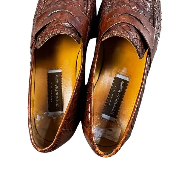 Johnston Murphy Loafers Men's 11.5M Leather Woven Penny Moccasins‎ Dress Shoe