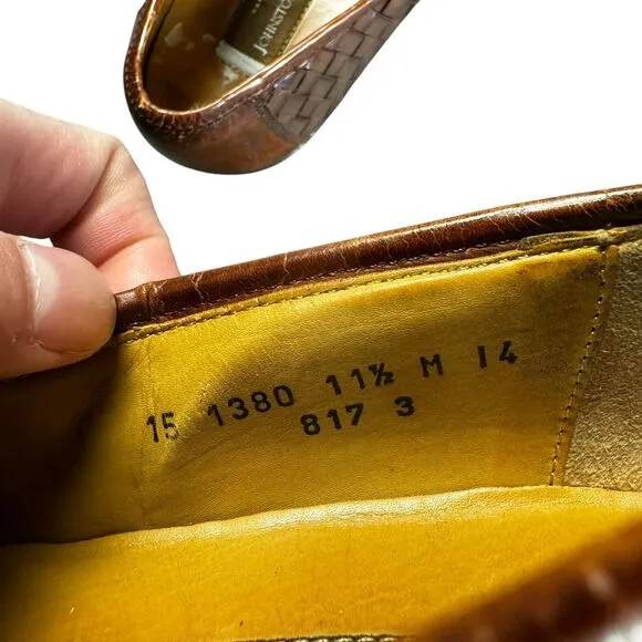 Johnston Murphy Loafers Men's 11.5M Leather Woven Penny Moccasins‎ Dress Shoe