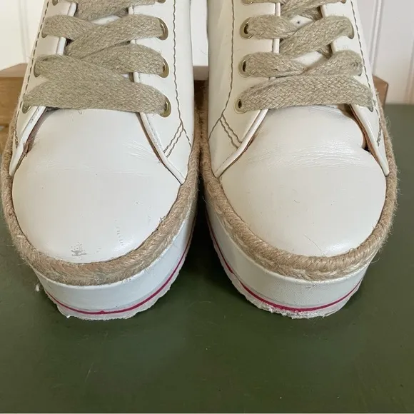 Joie DABNIS Platform Lifestyle Sneakers in White Leather &amp; Jute