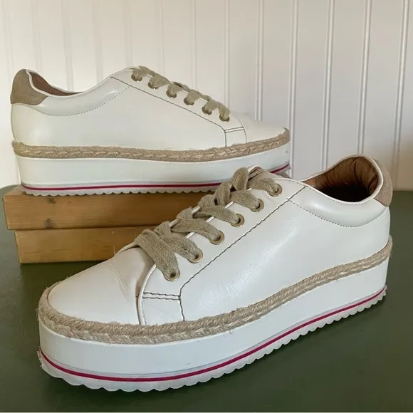 Joie DABNIS Platform Lifestyle Sneakers in White Leather &amp; Jute
