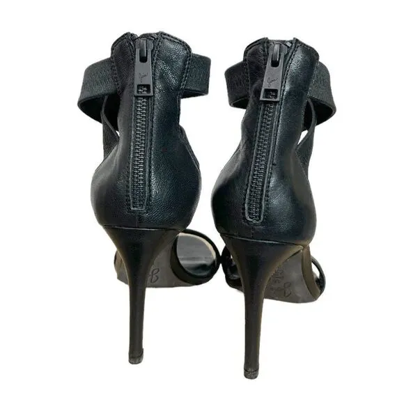 Joie Elaine Black Leather Open Toe Stiletto Criss Cross Sandals EU 38, US 8 M