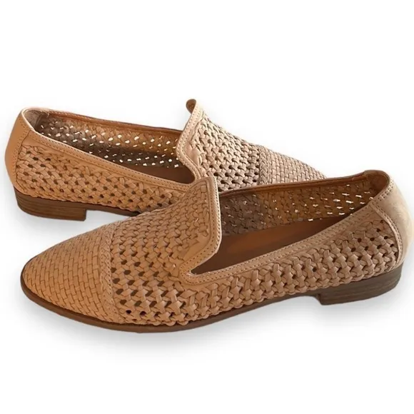 joie Genuine Leather Woven Waffle Tan Loafers Size 9.5 Beautifully made!