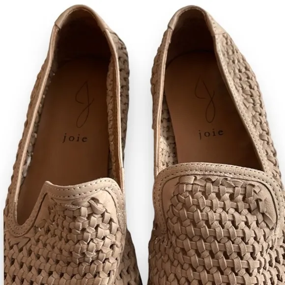 joie Genuine Leather Woven Waffle Tan Loafers Size 9.5 Beautifully made!
