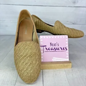 Jon Josef GATSBY Metallic Gold Woven Raffia Slip On Flat Loafers Shoes Size 8