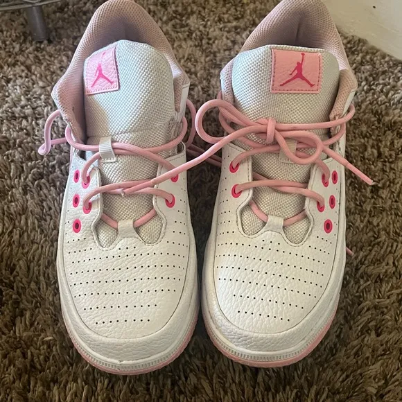 Jordan White and Pink Sneakers Classic Low-Top Design