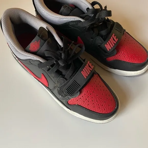 Jordan Youth Black and Red Low top Sneakers