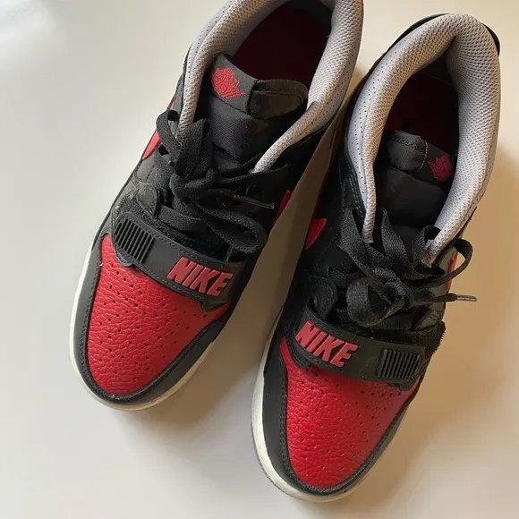 Jordan Youth Black and Red Low top Sneakers