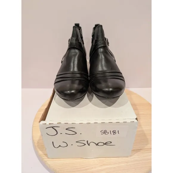 Josef Seibel Black Leather Chelsea Boots Booties Zip Buckle Womens EU37 6-6.5