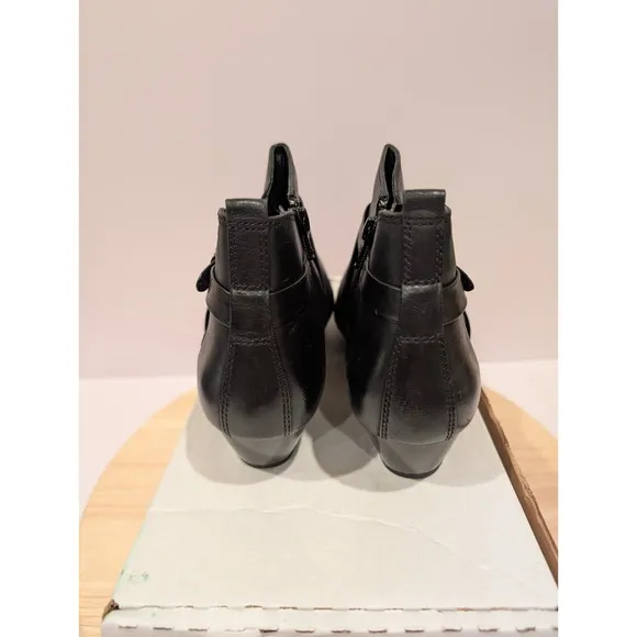 Josef Seibel Black Leather Chelsea Boots Booties Zip Buckle Womens EU37 6-6.5