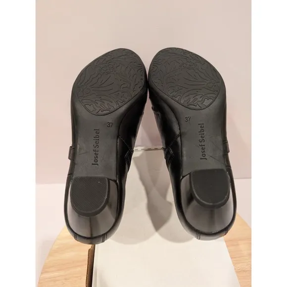 Josef Seibel Black Leather Chelsea Boots Booties Zip Buckle Womens EU37 6-6.5
