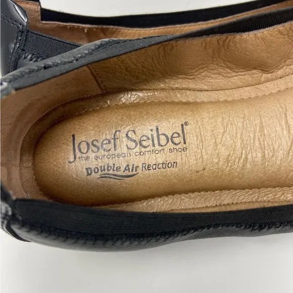 JOSEF SEIBEL Pippa Cap Toe Black Leather Patent Toe Ballet Flats 38 8
