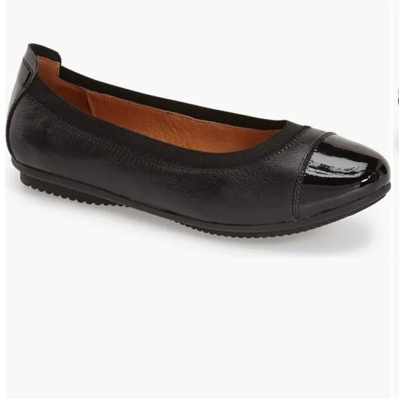 JOSEF SEIBEL Pippa Cap Toe Black Leather Patent Toe Ballet Flats 38 8