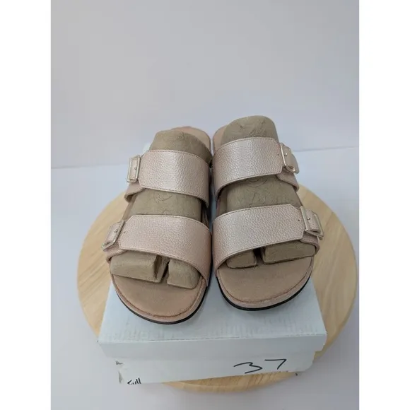 Josef Seibel Tonga Strap Buckle Pink Leather Sandals Slip On Womens 6-6.5 EU 37