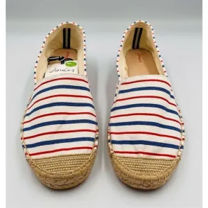 Joules Womens Shelbury Espadrilles Cream Stripe Blue Red Canvas Jute NWT Size 10