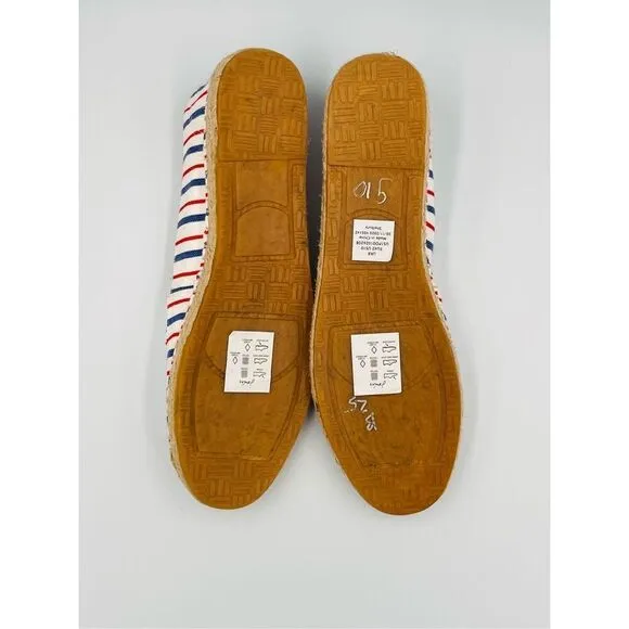 Joules Womens Shelbury Espadrilles Cream Stripe Blue Red Canvas Jute NWT Size 10
