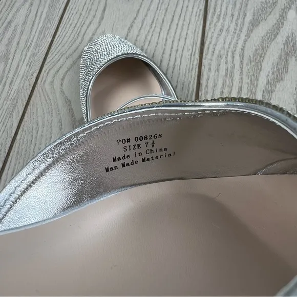 Journee Collection Nysha Formal Glitter Gem Material Flats 7.5 Silver $100