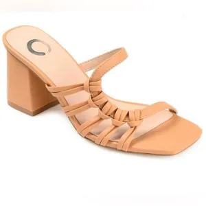 Journee Collection Womens Emory Open Square Toe Block Heel Sandals