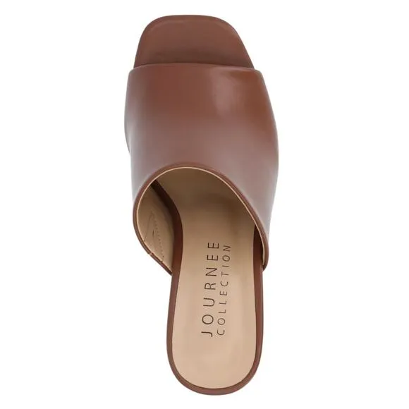 Journee Women's Ezzlynn Platform Mule Slide Sandals Brown Size 9