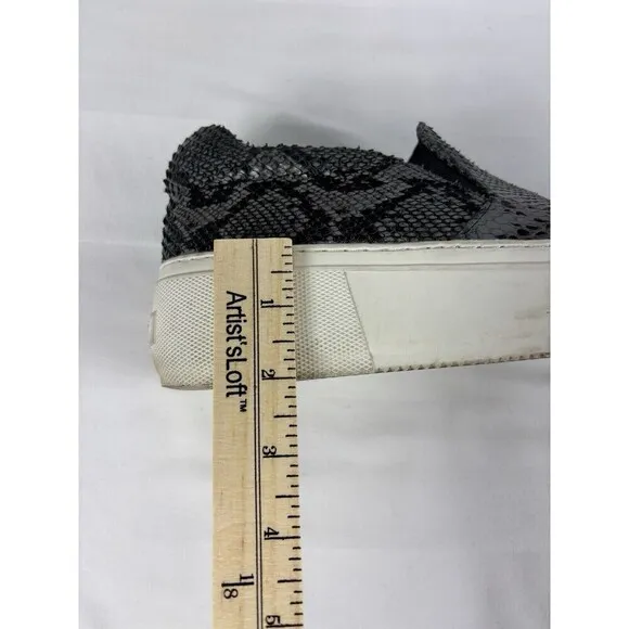 J/Slides Cleo Slip On Platform Sneakers Grey Black Snake Print 8.5