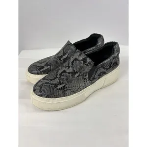 J/Slides Cleo Slip On Platform Sneakers Grey Black Snake Print 8.5