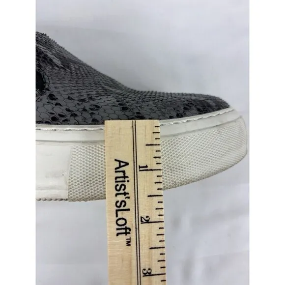 J/Slides Cleo Slip On Platform Sneakers Grey Black Snake Print 8.5
