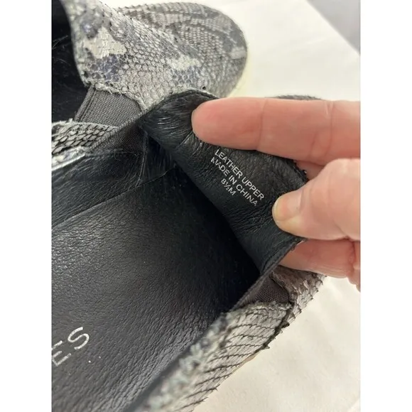 J/Slides Cleo Slip On Platform Sneakers Grey Black Snake Print 8.5