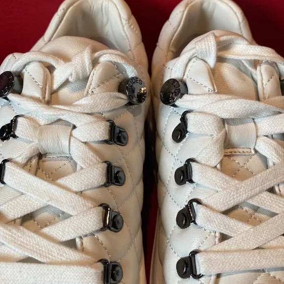 J/Slides Leather White Quilted Logo Sneakers New NeverUsed
