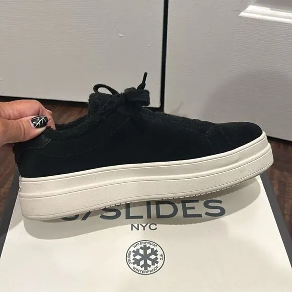 J/Slides Ninka Faux Fur Lined Waterproof Sneakers, Size 7.5