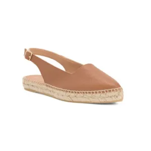 JUTELIA Cuero Made In Spain Leather Sling Back Espadrille Flats