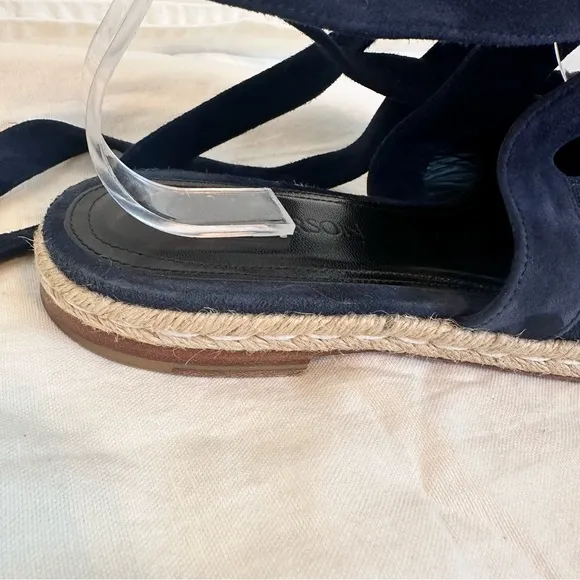 JW Anderson - Wraparound Leather Backless Espadrilles - Womens - Navy Sz 39