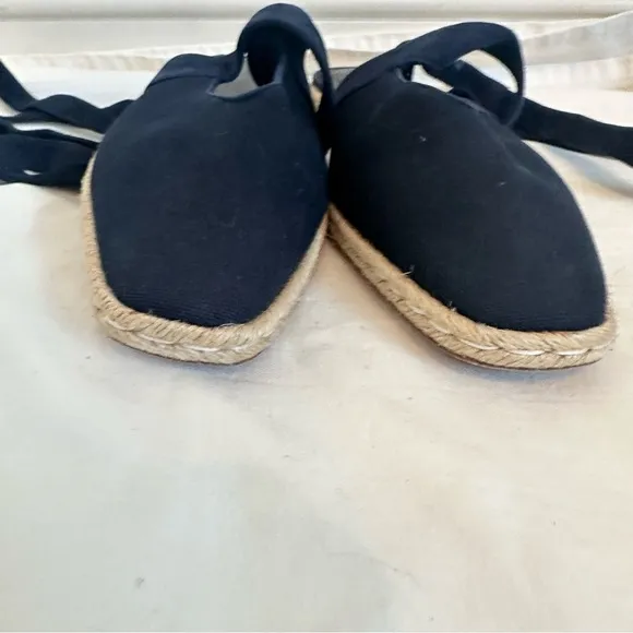 JW Anderson - Wraparound Leather Backless Espadrilles - Womens - Navy Sz 39
