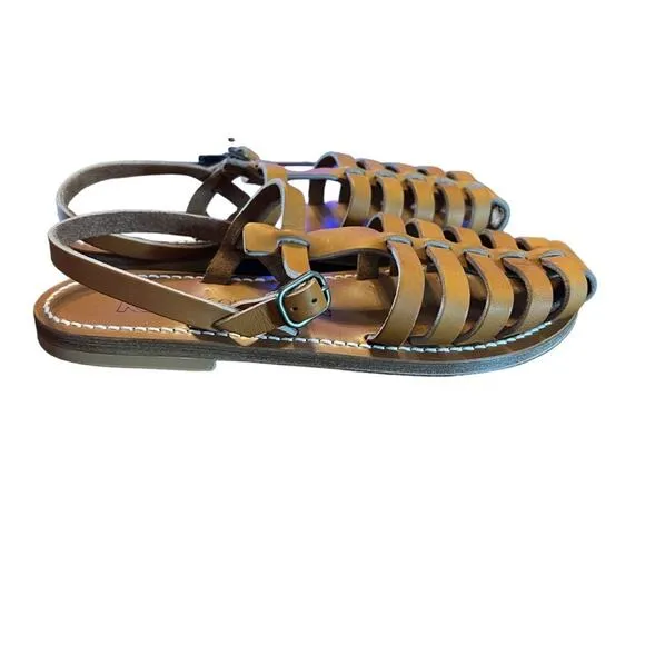 K Jacques St Tropez Adrian Leather Fisherman Sandals Natural NEW Size EU 37/US 6