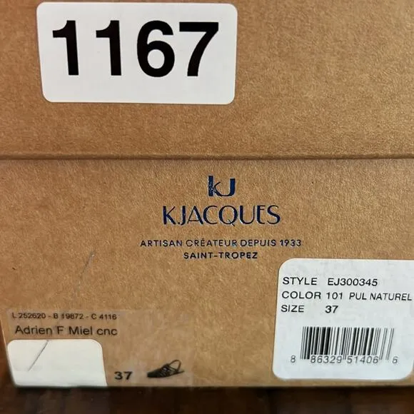 K Jacques St Tropez Adrian Leather Fisherman Sandals Natural NEW Size EU 37/US 6