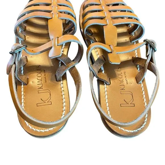 K Jacques St Tropez Adrian Leather Fisherman Sandals Natural NEW Size EU 37/US 6