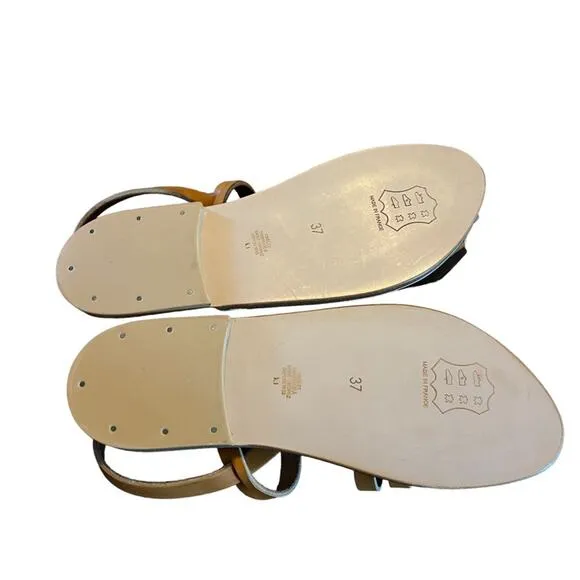 K Jacques St Tropez Adrian Leather Fisherman Sandals Natural NEW Size EU 37/US 6