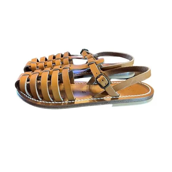 K Jacques St Tropez Adrian Leather Fisherman Sandals Natural NEW Size EU 37/US 6