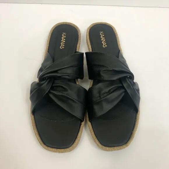 Kaanas Sungai espadrille black twist knot flat sandals.