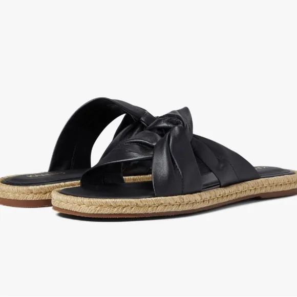 Kaanas Sungai espadrille black twist knot flat sandals.
